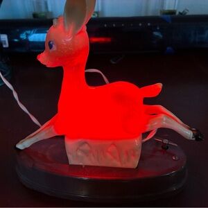 1950s Rudolph Reindeer Raylite Paramount Plastic Light Music Box Christmas